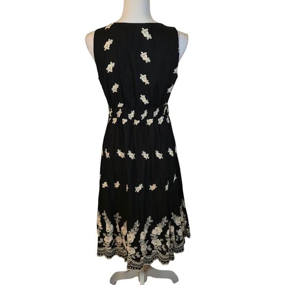 Karen Kane Embroidered Dress Women Size Small Black Preppy Feminine Cotton - Picture 2 of 8